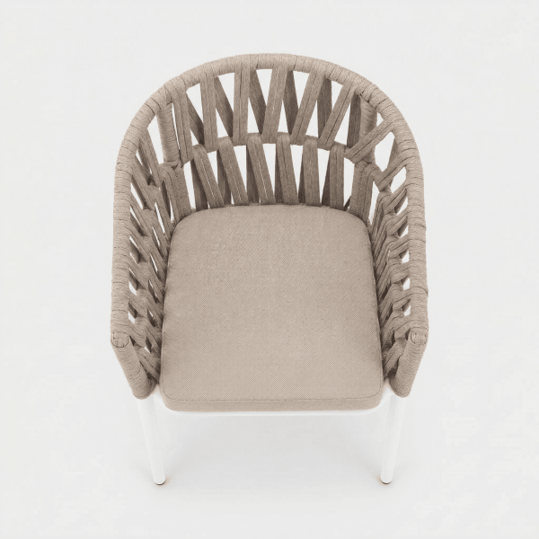 Silla de jardín BORA vista desde arriba con respaldo trenzado essentials®