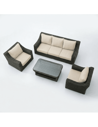 Set de jardín lounge SAVONA vista superior del conjunto con mesa de centro essentials®