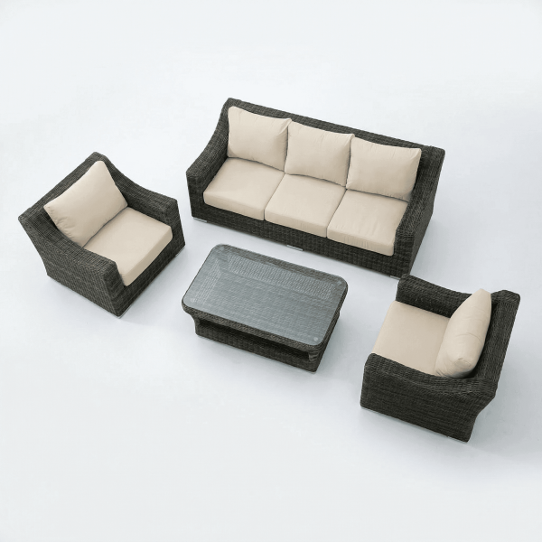 Set de jardín lounge SAVONA vista superior del conjunto con mesa de centro essentials®