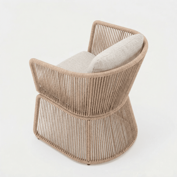 Silla de jardín KAORI vista lateral perfil con estructura de metal essentials®