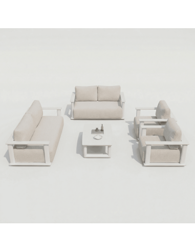 Set de jardín lounge AURORA de exterior en aluminio color blanco essentials®