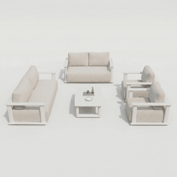 Set de jardín lounge AURORA de exterior en aluminio color blanco essentials®