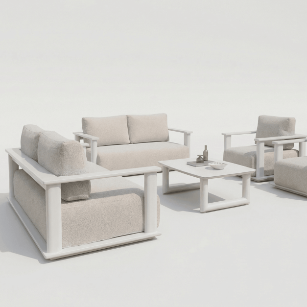 Set de jardín lounge AURORA de exterior en aluminio color blanco essentials® 2