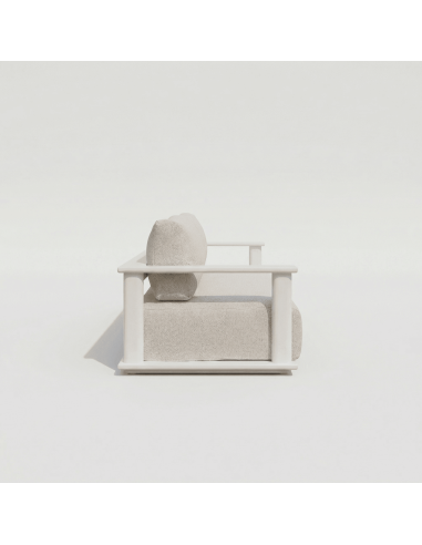 Set de jardín lounge AURORA vista lateral perfil del sillón con cojines color natural essentials®