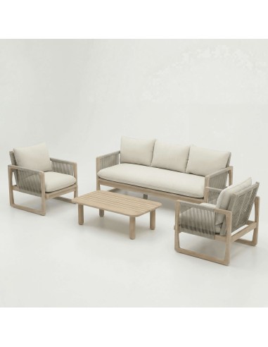 Set de jardín lounge BIRMANIA vista lateral del conjunto con mesa de centro essentials®