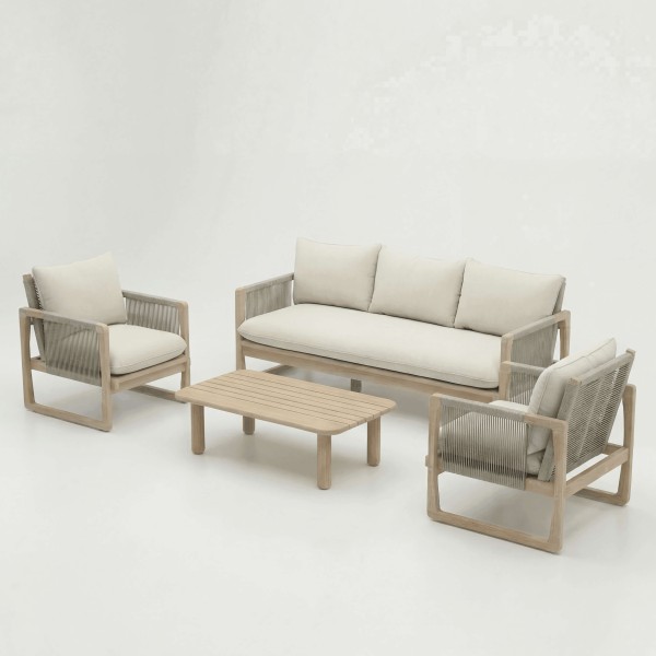 Set de jardín lounge BIRMANIA vista lateral del conjunto con mesa de centro essentials®