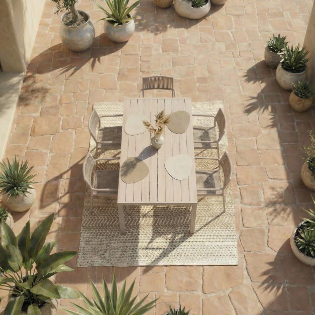 Mesa de jardín MENORCA 156x78 para exterior color tortora Terrazza Collection® vista desde arriba