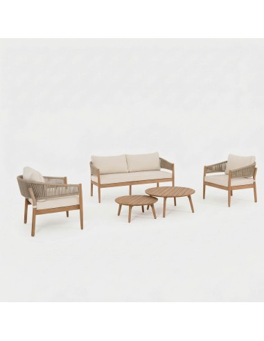 Set de jardín lounge MEDITERRANEO vista en perspectiva del conjunto con mesa de centro essentials®