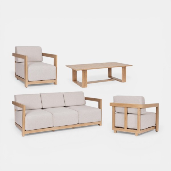 Set de jardín lounge NOVA de exterior en aluminio efecto madera TERRAZZA COLLECTION®