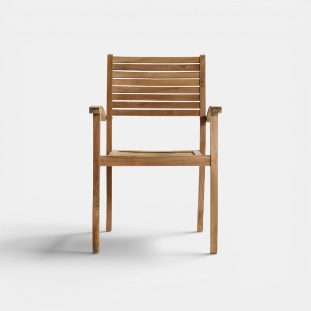 Silla de jardín SUNDERLAND vista frontal de exterior en madera de teca Hartman®