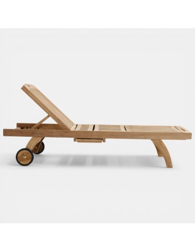 Tumbona de jardín SKAGEN vista lateral con estructura en teca Hartman®