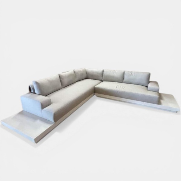 Sofá rinconera SANTIAGO con tejido Sumbrella® color blanco/marbel Hartman®