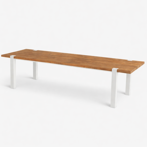 Mesa de madera de teca ESMEE 280x100 cm. Color blanco/teca Hartman®