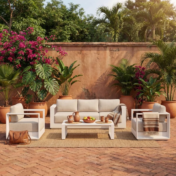 Set Lounge COSTA BLANCA de Exterior Blanco y Arena TERRAZA COLLECTION®