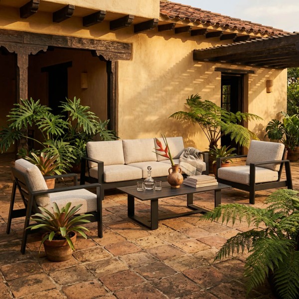 Set terraza Lounge ÁRTICO Antracita – Conjunto de Jardín de Aluminio 4 Piezas TERRAZZA COLLECTION®