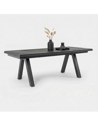 Mesa extensible Aria en color antracita vista general extendida decorada