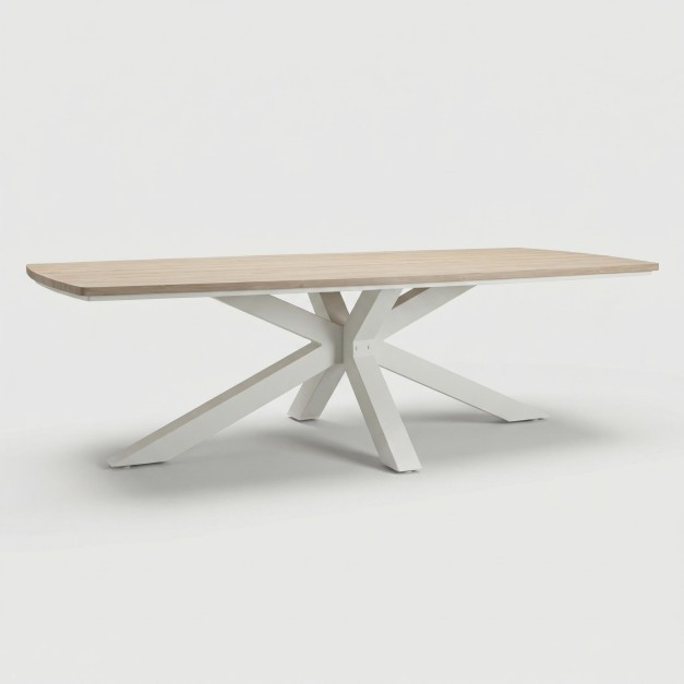 Vista frontal de la mesa con diseño moderno y base en cruz 2