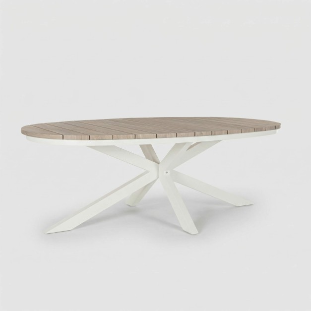 Mesa TIMBER blanco efecto madera vista general completa