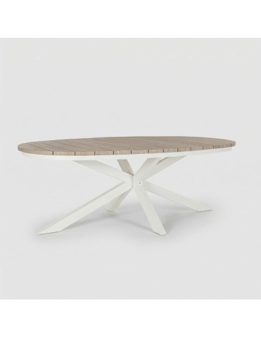 Mesa TIMBER blanco efecto madera vista general completa