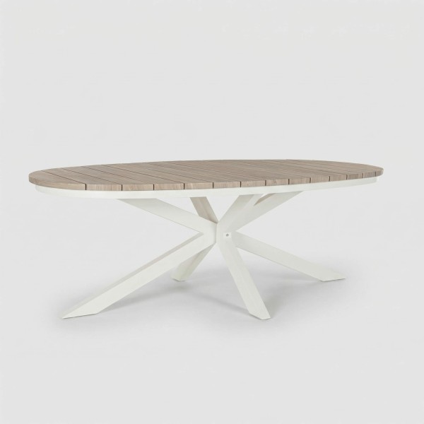 Mesa TIMBER blanco efecto madera vista general completa