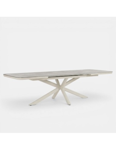 Mesa STONEA blanco efecto piedra vista general completa