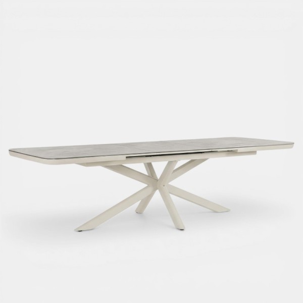 Mesa STONEA blanco efecto piedra vista general completa