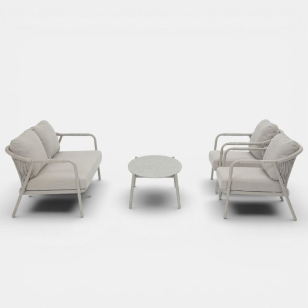 Conjunto de exterior RIVIERA vista lateral en estructura Fog Grey