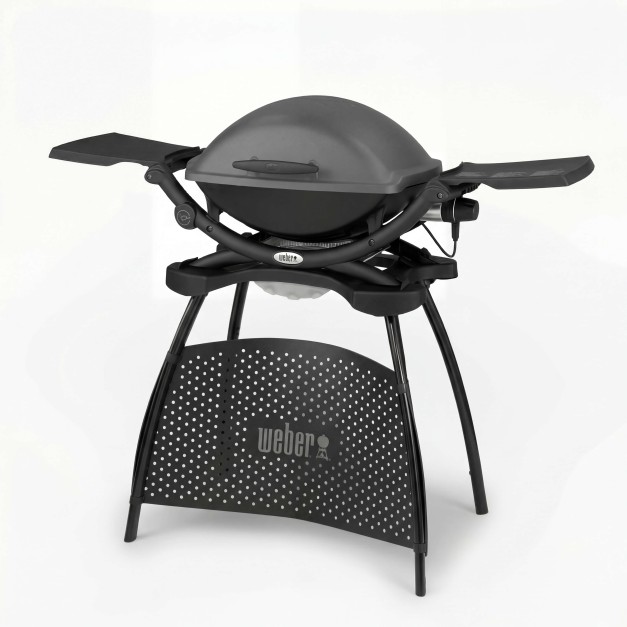 Barbacoa eléctrica Weber Q 2400 con soporte y mesa lateral para terraza y balcón 2