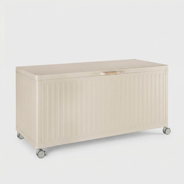 Baúl para exterior NERO en aluminio con ruedas color arena S TERRAZZA COLLECTION®