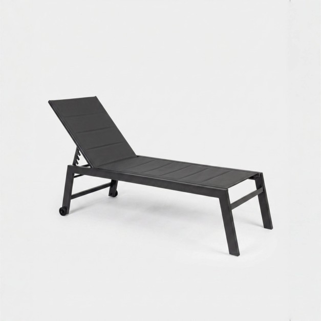 Tumbona ARKO Antracita Aluminio reclinable con ruedas TERRAZZA COLLECTION®vista lateral