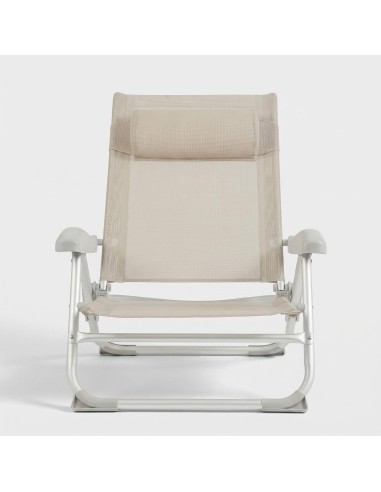 Silla reclinable SOLIUM beige de aluminio plegable TERRAZZA COLLECTION®vista frontal