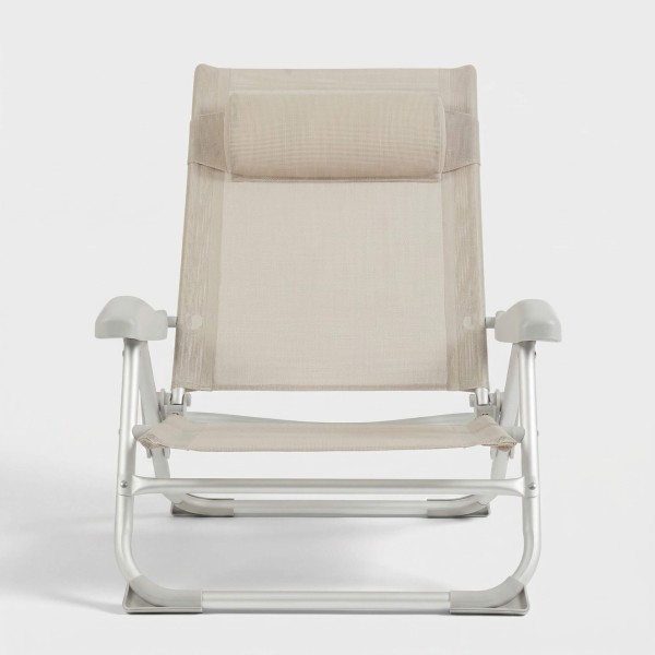 Silla reclinable SOLIUM beige de aluminio plegable TERRAZZA COLLECTION®vista frontal
