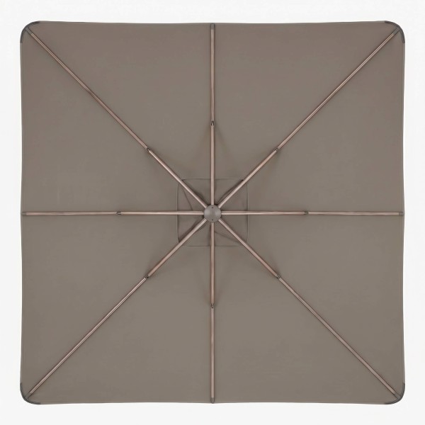 Sombrilla voladiza NEXUS 3x3 cm taupe Platinum® para jardín vista desde abajo