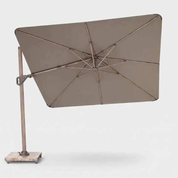 Sombrilla voladiza NEXUS 3x3 cm taupe Platinum® para jardín vista extendido