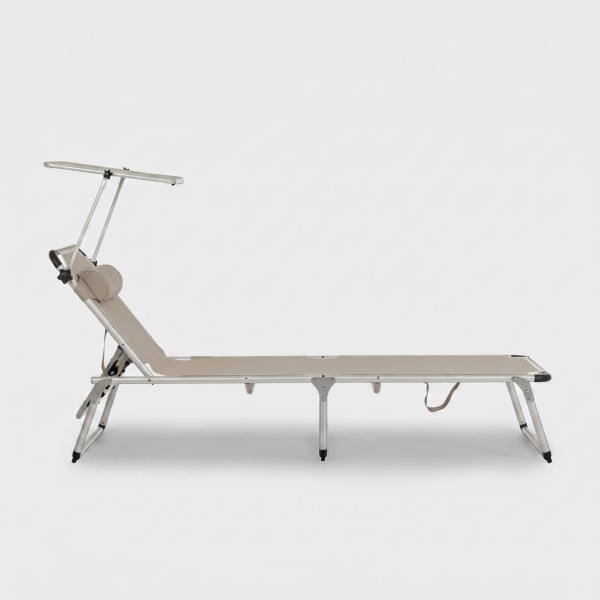 Tumbona plegable SOLIUM Beige con toldo Aluminio reclinable TERRAZZA COLLECTION®
