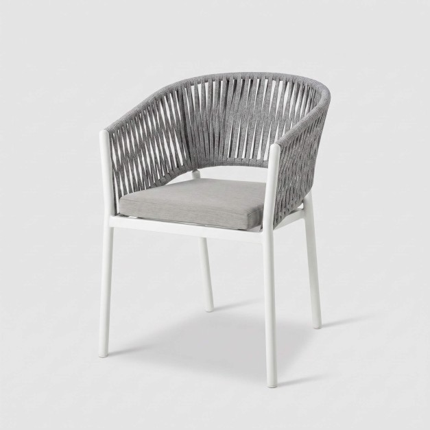 Sillón de jardín LUNARA vista lateral con cojín color gris essentials® vista frotal 2