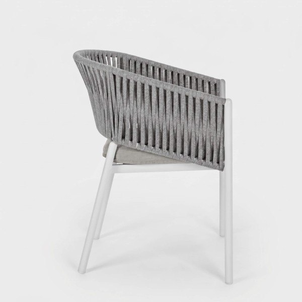 Sillón de jardín LUNARA vista lateral con cojín color gris essentials® vista lateral