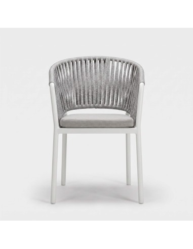 Sillón de jardín LUNARA vista lateral con cojín color gris essentials® vista frotal