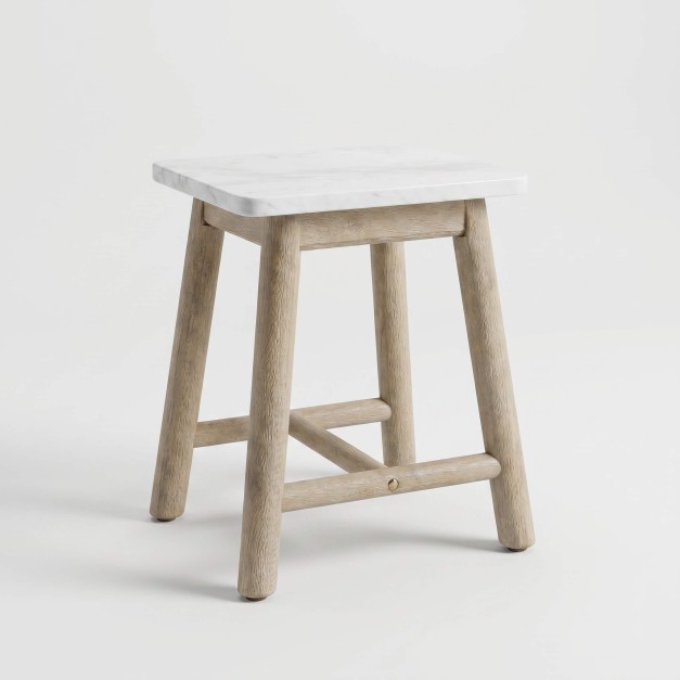 Mesa auxiliar MOOREA- 45x45 cm- Acacia FSC- Color french white- Arena Negra®