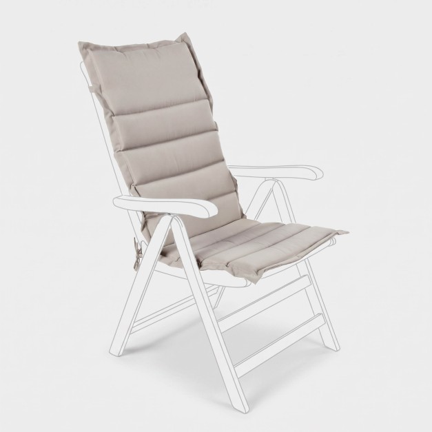 Cojín silla exterior respaldo alto beige acolchado impermeable