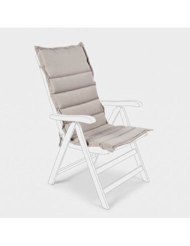 Cojín silla exterior respaldo alto beige acolchado impermeable