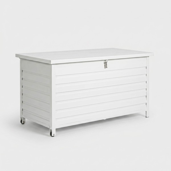 Baúl de exterior COS vista lateral  blanco "L" TERRAZZA COLLECTION®