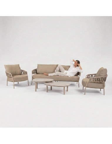 Sillón lounge Calma Taste by 4 Seasons – detalle rope y cojines Olefin latte