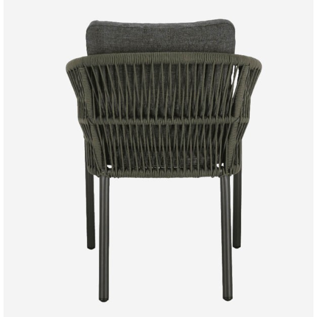 Silla VENINI con estructura de aluminio y cuerda trenzada vista lateral 2