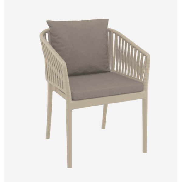 Silla de jardín PORTOFINO taupe Siesta Exclusive® vista lateral