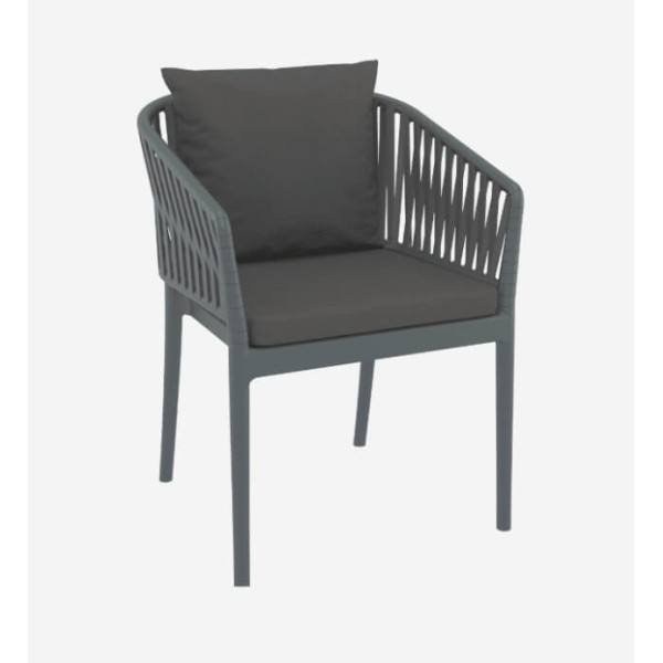 Silla de jardín PORTOFINO antracita Siesta Exclusive® vista lateral