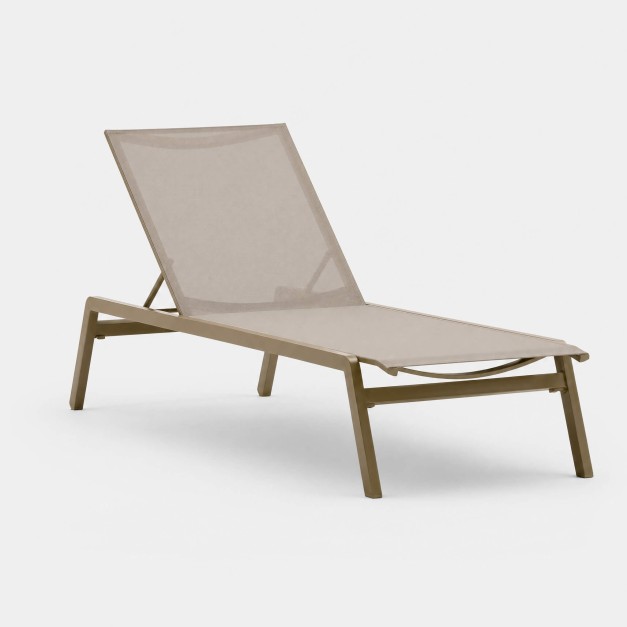 Tumbona de jardín apilable COIMBRA taupe Essentials® vista lateral