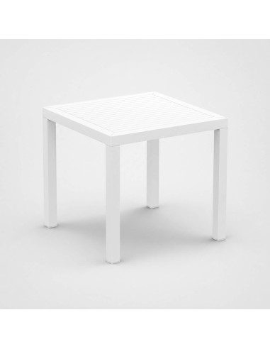 Mesa de jardín ARES 80x80 cm color blanco vista lateral