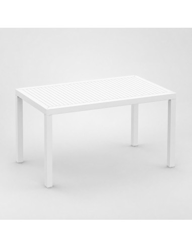 Mesa de jardín ARES 140x80 cm vista lateral color blanco