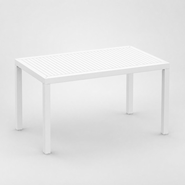 Mesa de jardín ARES 140x80 cm vista lateral color blanco